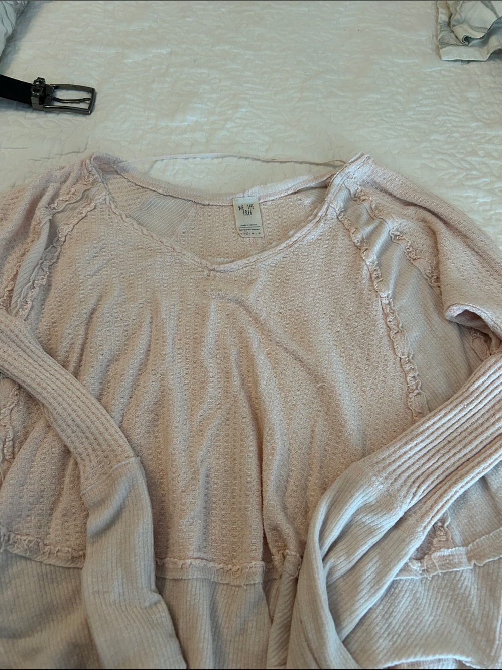 Free People Scoop-Neck Lightweight Knit Sweater in Blush